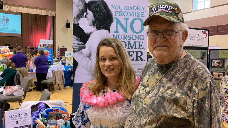 samantha sprague and attendee at life's a beach boomer bash in allegan, mi