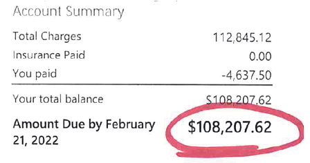 medical bill account summary